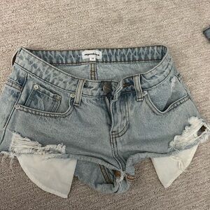 Superdown Blue Distressed Jean Shorts